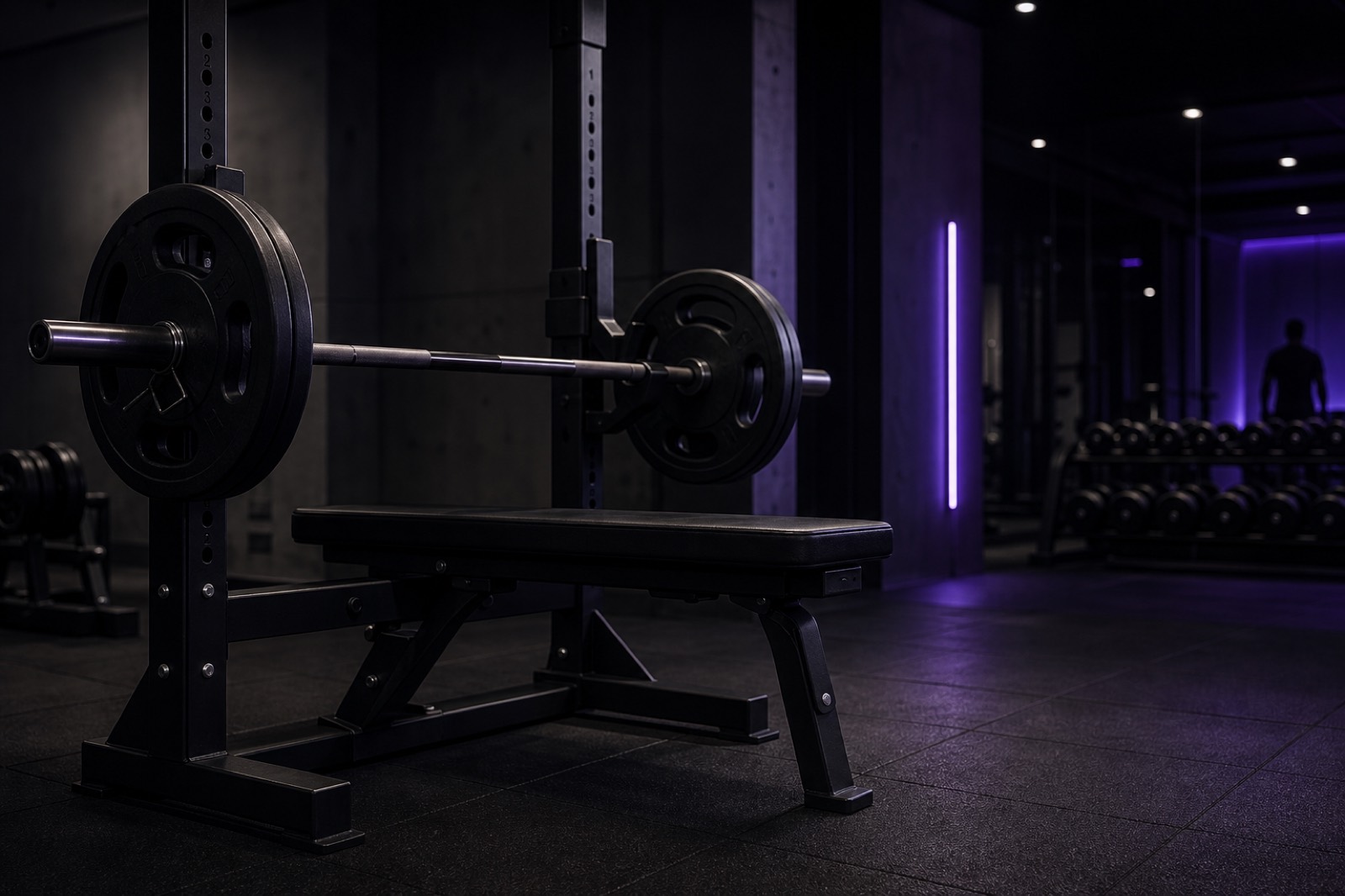 Beginner performing a bench press on push day